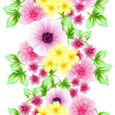 Sorunsuz vintage tarzı çiçek deseni. Renkli çiçek öğeleri