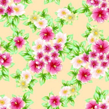 Sorunsuz vintage tarzı çiçek deseni. Renkli çiçek öğeleri