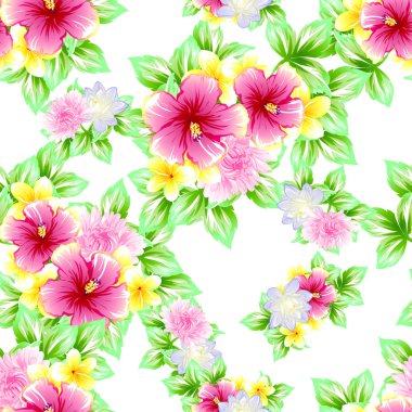 Sorunsuz vintage tarzı çiçek deseni. Renkli çiçek öğeleri