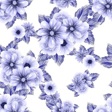 Sorunsuz vintage tarzı çiçek deseni. Kontur çiçek öğeleri