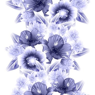 Sorunsuz vintage tarzı çiçek deseni. Kontur çiçek öğeleri