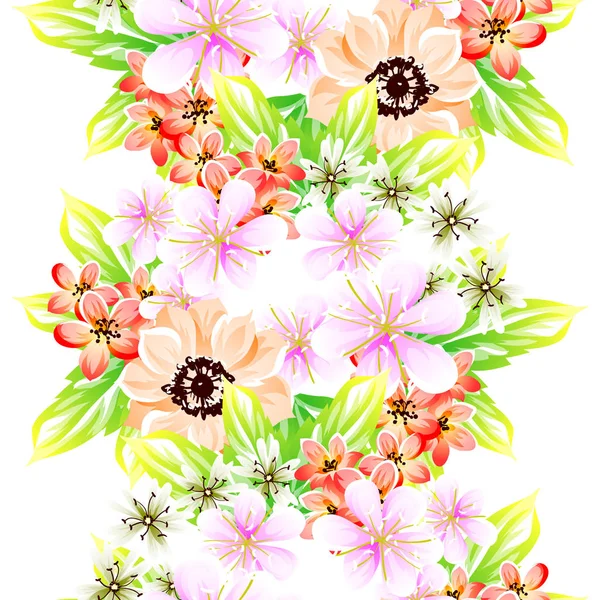 Patrón Flores Estilo Vintage Sin Costuras Elementos Florales Color — Vector de stock