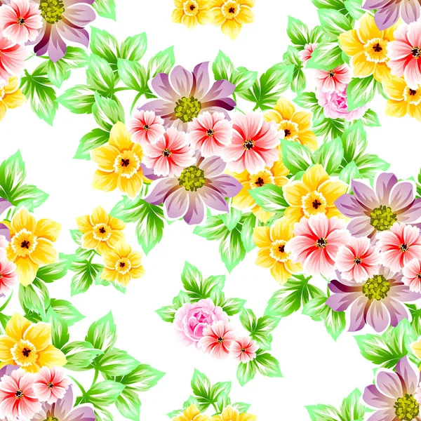 Naadloze Vintage Stijl Bloemenpatroon Floral Elementen Kleur — Stockvector