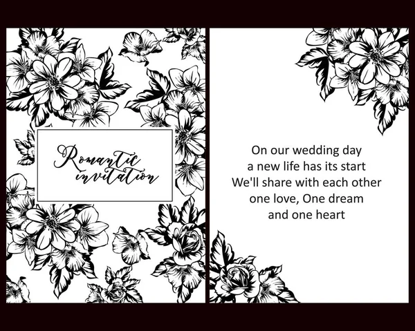 Conjunto Tarjetas Boda Flores Estilo Vintage Elementos Marcos Florales — Vector de stock