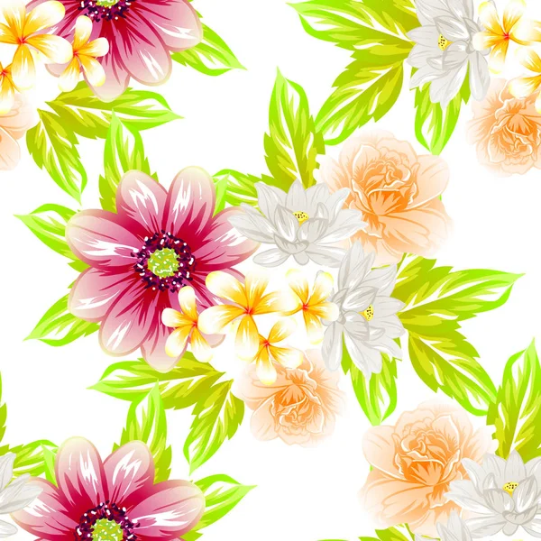 Patrón Flores Estilo Vintage Sin Costuras Elementos Florales Color — Vector de stock