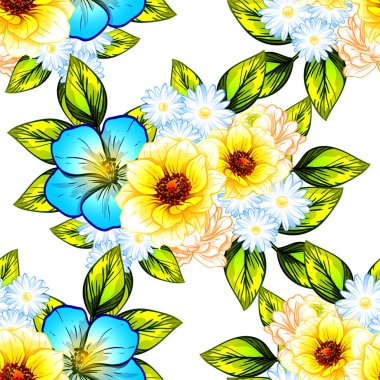 Sorunsuz vintage tarzı çiçek deseni. Renkli çiçek öğeleri