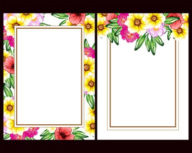 Klasik çiçek düğün kartları seti. Çiçek renginde elementler