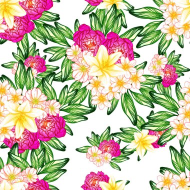 Sorunsuz vintage tarzı çiçek deseni. Renkli çiçek öğeleri