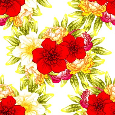 Sorunsuz vintage tarzı çiçek deseni. Renkli çiçek öğeleri