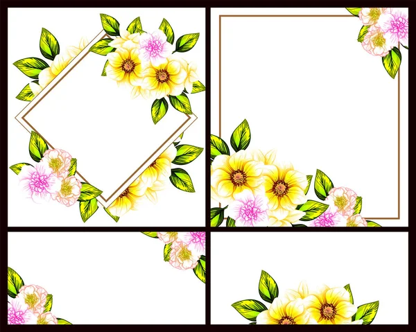 Cartões Casamento Estilo Vintage Flor Definido Elementos Florais Cores — Vetor de Stock