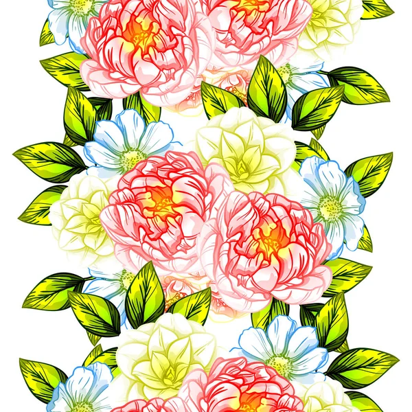 Patrón Flores Estilo Vintage Sin Costuras Elementos Florales Color — Vector de stock