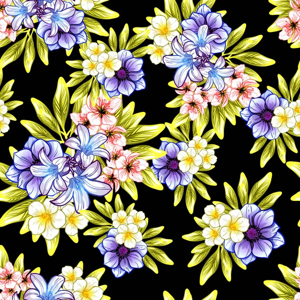 Naadloze Vintage Stijl Bloemenpatroon Floral Elementen Kleur — Stockvector