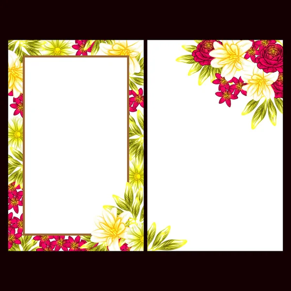 Conjunto Tarjetas Boda Flores Estilo Vintage Elementos Florales Color — Vector de stock