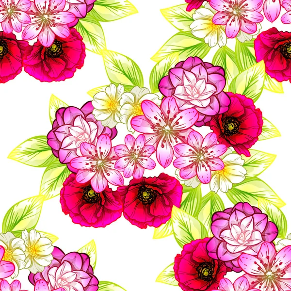 Naadloze Vintage Stijl Bloemenpatroon Floral Elementen Kleur — Stockvector