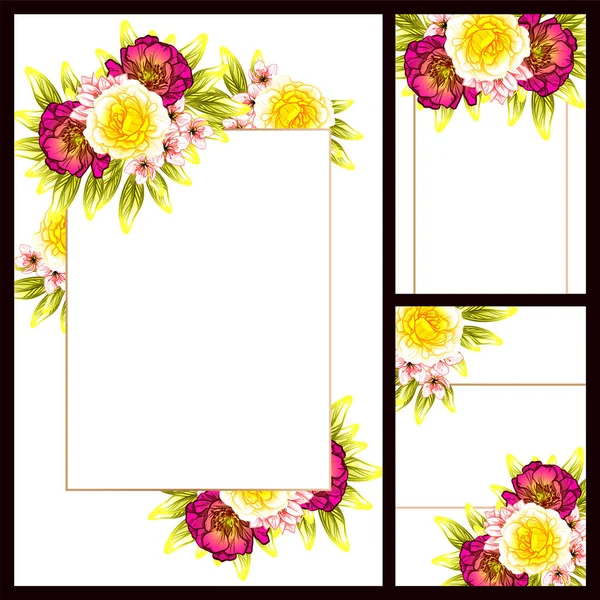 Cartões Casamento Estilo Vintage Flor Definido Elementos Florais Cores — Vetor de Stock