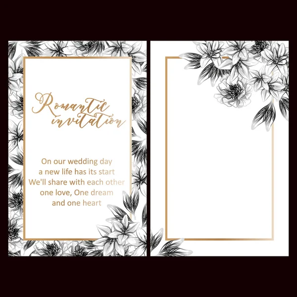 Conjunto Tarjetas Boda Flores Estilo Vintage Elementos Marcos Florales — Vector de stock