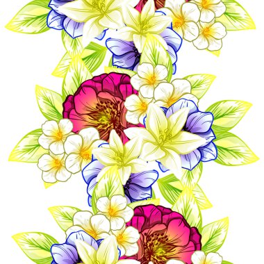 Sorunsuz vintage tarzı çiçek deseni. Renkli çiçek öğeleri