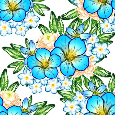 Sorunsuz vintage tarzı çiçek deseni. Renkli çiçek öğeleri