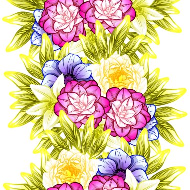 Sorunsuz vintage tarzı çiçek deseni. Renkli çiçek öğeleri