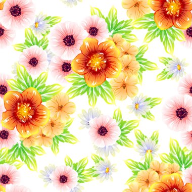 Sorunsuz vintage tarzı çiçek deseni. Renkli çiçek öğeleri