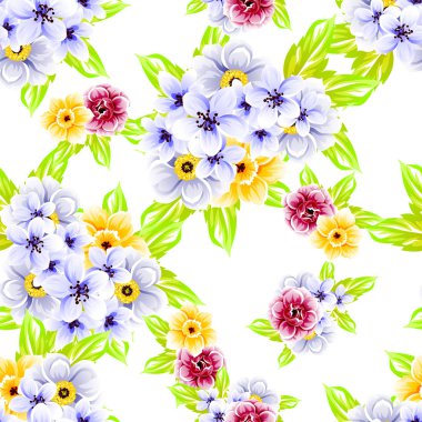 Sorunsuz vintage tarzı çiçek deseni. Renkli çiçek öğeleri