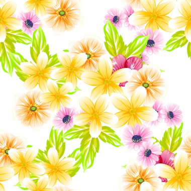 Sorunsuz vintage tarzı çiçek deseni. Renkli çiçek öğeleri