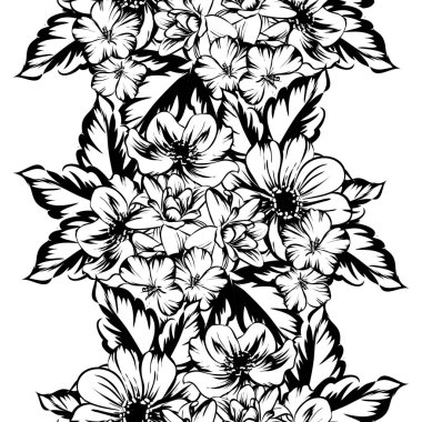 Sorunsuz vintage tarzı çiçek deseni. Kontur çiçek öğeleri