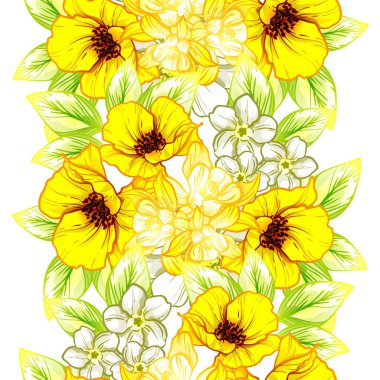 Sorunsuz vintage tarzı çiçek deseni. Renkli çiçek öğeleri