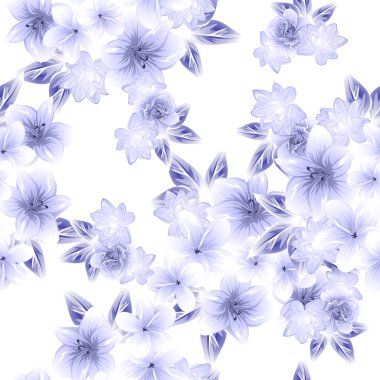 Sorunsuz vintage tarzı çiçek deseni. Kontur çiçek öğeleri