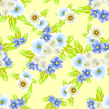 Sorunsuz vintage tarzı çiçek deseni. Renkli çiçek öğeleri