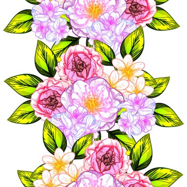 Sorunsuz vintage tarzı çiçek deseni. Renkli çiçek öğeleri