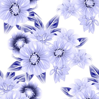 Sorunsuz vintage tarzı çiçek deseni. Kontur çiçek öğeleri