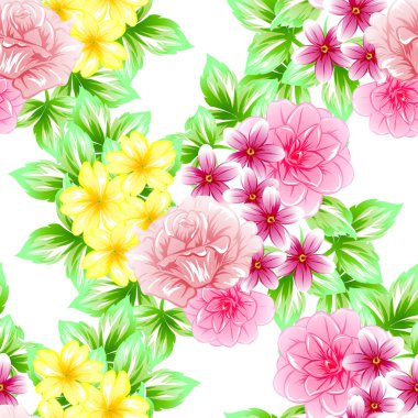 Sorunsuz vintage tarzı çiçek deseni. Renkli çiçek öğeleri