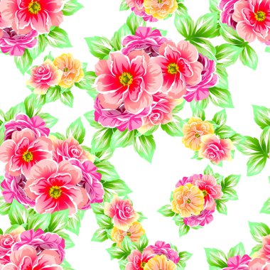 Sorunsuz vintage tarzı çiçek deseni. Renkli çiçek öğeleri
