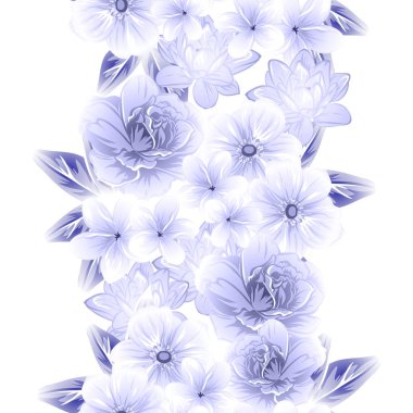 Sorunsuz vintage tarzı çiçek deseni. Kontur çiçek öğeleri