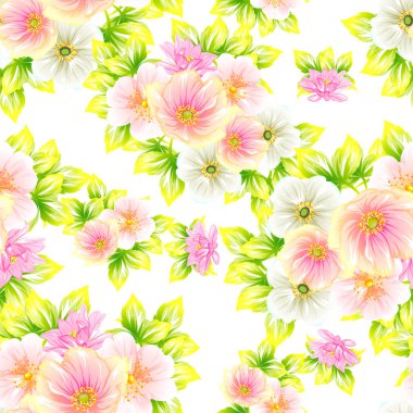 Sorunsuz vintage tarzı çiçek deseni. Renkli çiçek öğeleri