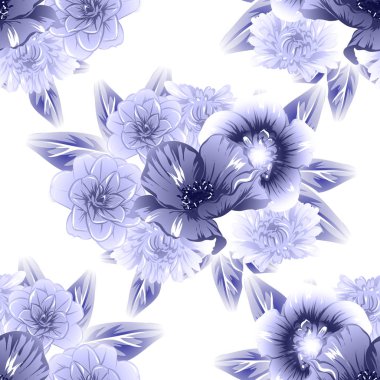 Sorunsuz vintage tarzı çiçek deseni. Kontur çiçek öğeleri