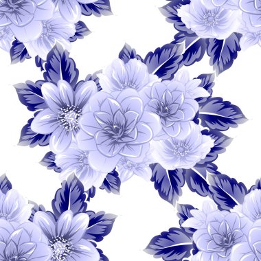 Sorunsuz vintage tarzı çiçek deseni. Kontur çiçek öğeleri