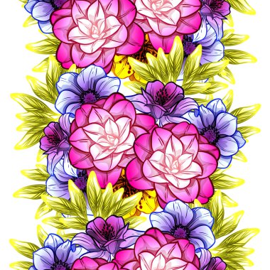 Sorunsuz vintage tarzı çiçek deseni. Renkli çiçek öğeleri