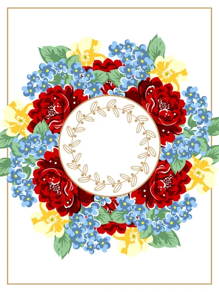 Tarjeta Flores Ornamentada Estilo Vintage Elementos Florales Color — Vector de stock