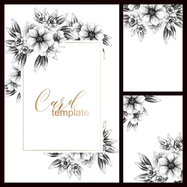 Vintage Style Flower Wedding Cards Set Floral Elements Frames — Stock Vector