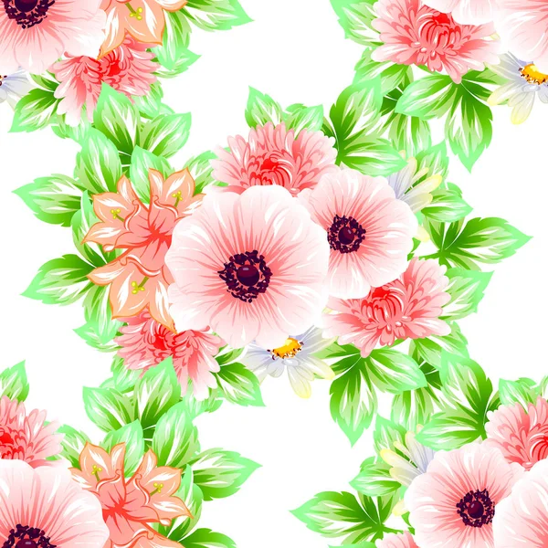 Naadloze Vintage Stijl Bloemenpatroon Floral Elementen Kleur — Stockvector