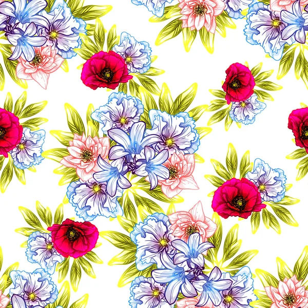 Naadloze Vintage Stijl Bloemenpatroon Floral Elementen Kleur — Stockvector