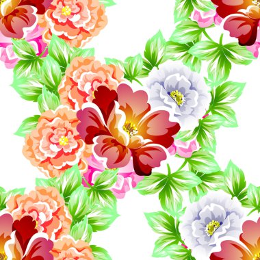 Sorunsuz vintage tarzı çiçek deseni. Renkli çiçek öğeleri