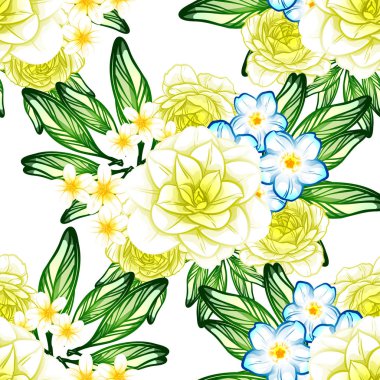 Sorunsuz vintage tarzı çiçek deseni. Renkli çiçek öğeleri