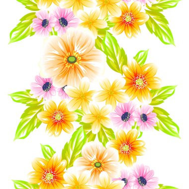 Sorunsuz vintage tarzı çiçek deseni. Renkli çiçek öğeleri