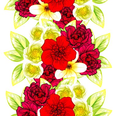 Sorunsuz vintage tarzı çiçek deseni. Renkli çiçek öğeleri