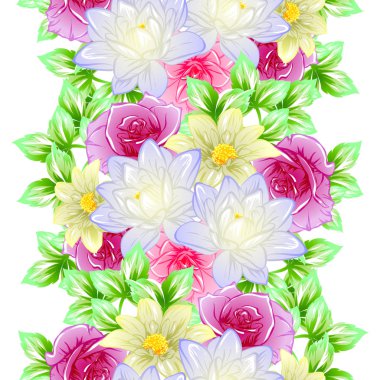 Sorunsuz vintage tarzı çiçek deseni. Renkli çiçek öğeleri