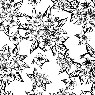 Sorunsuz vintage tarzı çiçek deseni. Kontur çiçek öğeleri