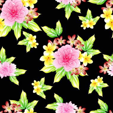 Sorunsuz vintage tarzı çiçek deseni. Renkli çiçek öğeleri